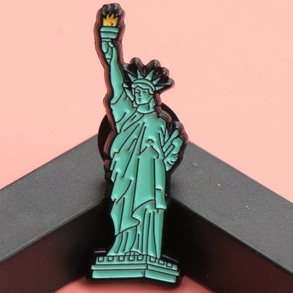 TEMU Enamel Brooch The Statue Of American-style Additions Retro Minimalist Style For Daily Outfits Pin Shirt/coat/gift Christmas Fashion Additions