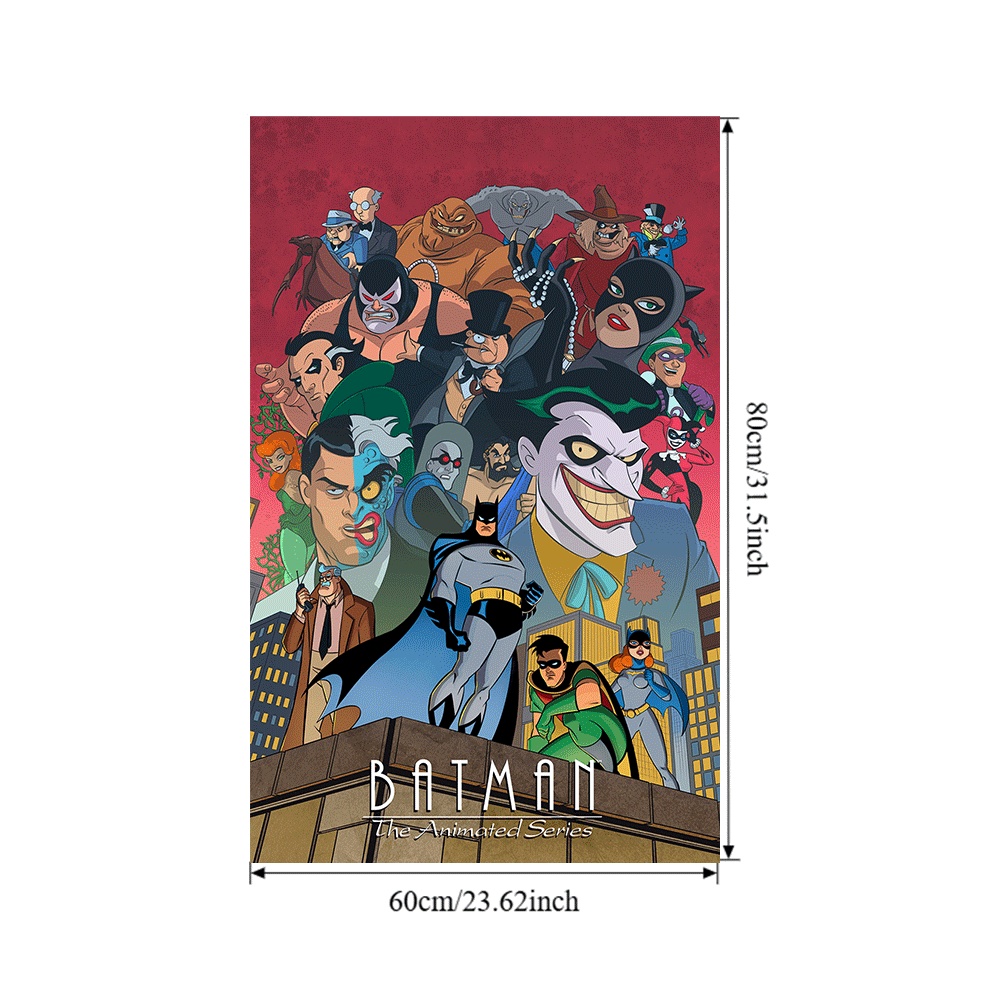 TEMU 2d Flat, Frameless Canvas Poster, Batman: The Animated Series Collage Wall Art, 1pc 2d Flat Frameless Canvas Print With All Characters Design,