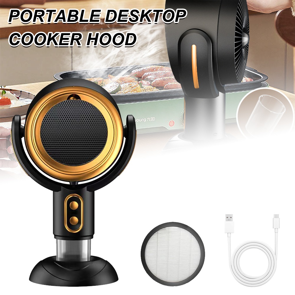 Image of Usb Rechargeable Portable Range Hood Desktop Range Hood, Adjustable Angle Low-noise Range Hood, With Detachable Oil Cup, Small Portable Range Hood For Home Bbq And Hot Pot Smoke Exhaust