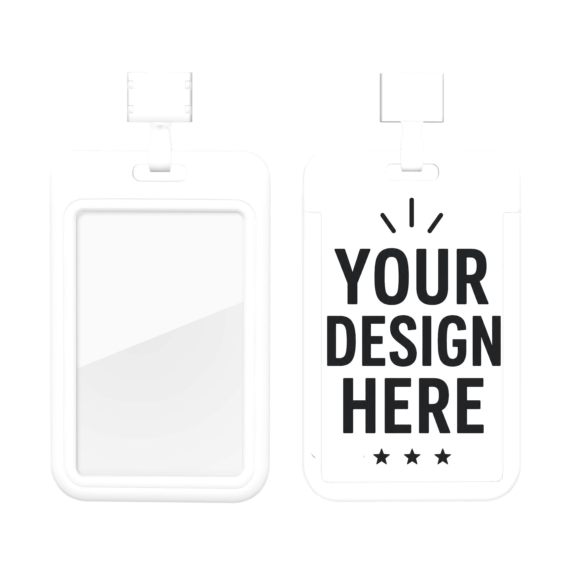 TEMU Porte-badge d'identification 2D personnalisé avec impression personnalisée au dos, étui pour carte de visite photo avec lanière, badge durable