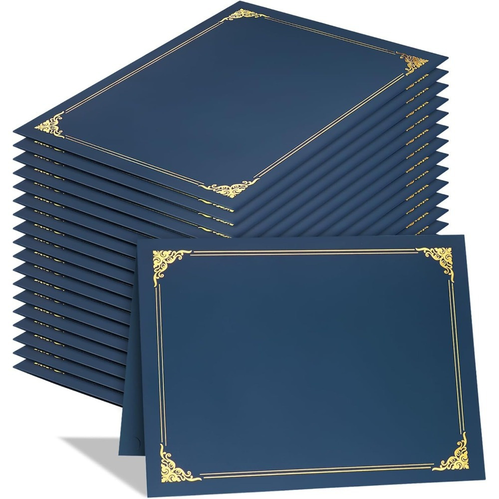TEMU 20 stuks Certificaathoezen, Marineblauw, Zwart en Bourgondisch met Gouden Folieranden, Geschikt voor 8,5x11 Inch Certificaatpapier