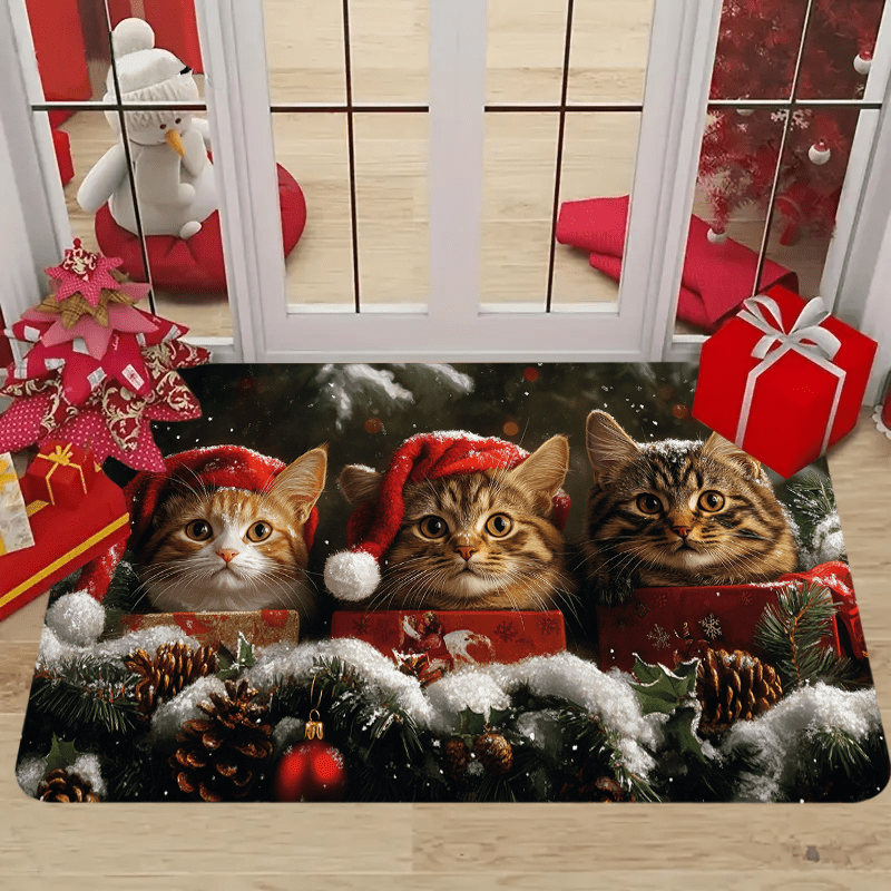 

Christmas Cat Doormat - , Rug, Washable , For & , Christmas Decor