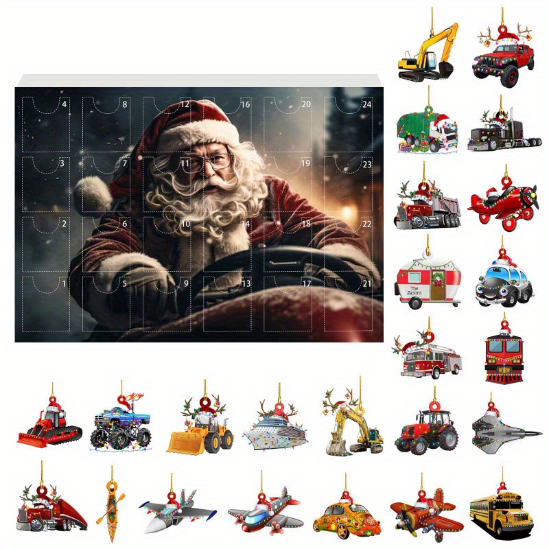 TEMU (24pcs) Christmas Countdown Calendar, Christmas Ornaments, Calendars, Acrylic Craft Christmas Tree Pendants, Thanksgiving, Halloween Christmas
