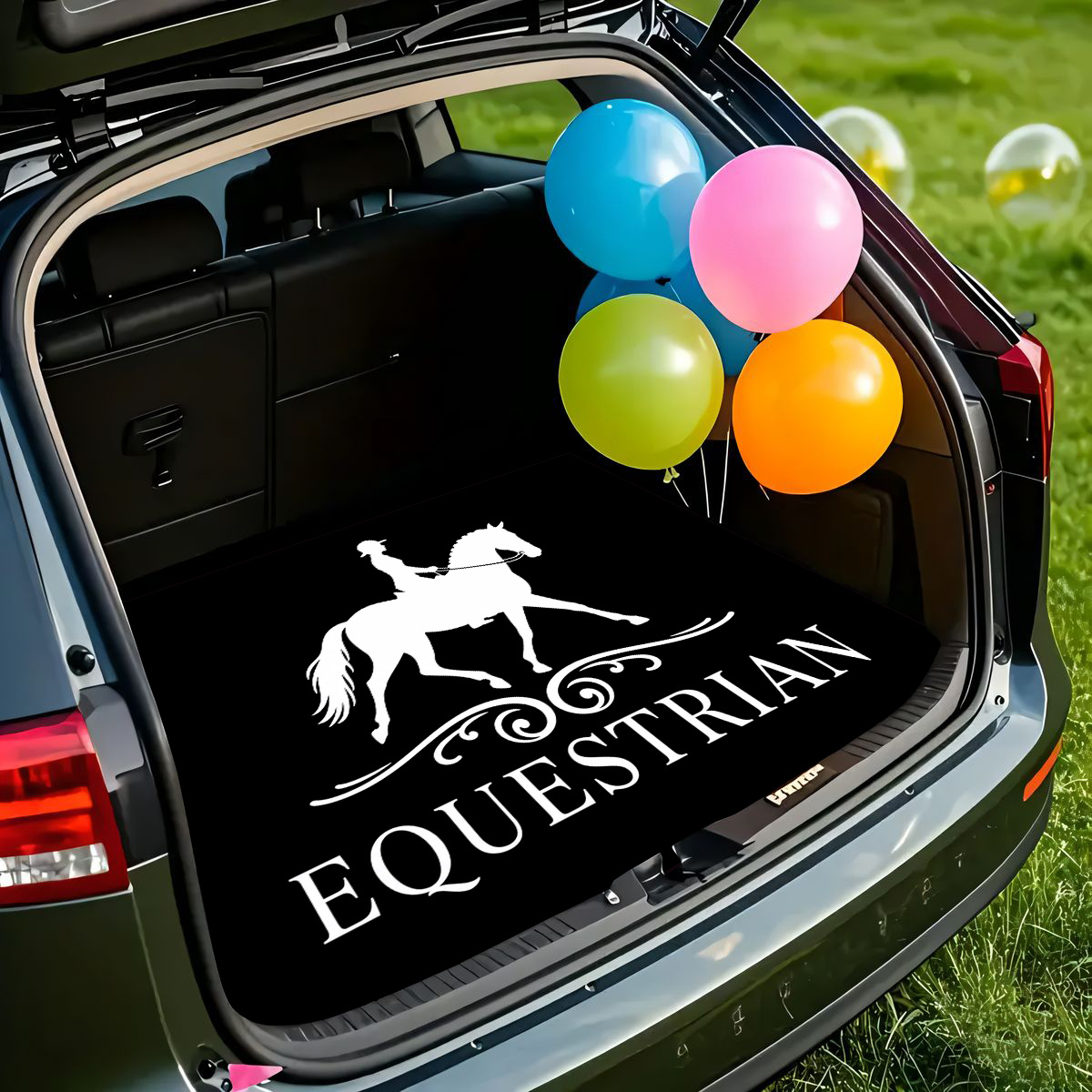 TEMU 1pc, Non-slip Trunk Mat, Equestrian Equestrian Vintage Silhouette - Durable Polyester Material, Keeping Trunk Dry And Tidy, To Interior, Car