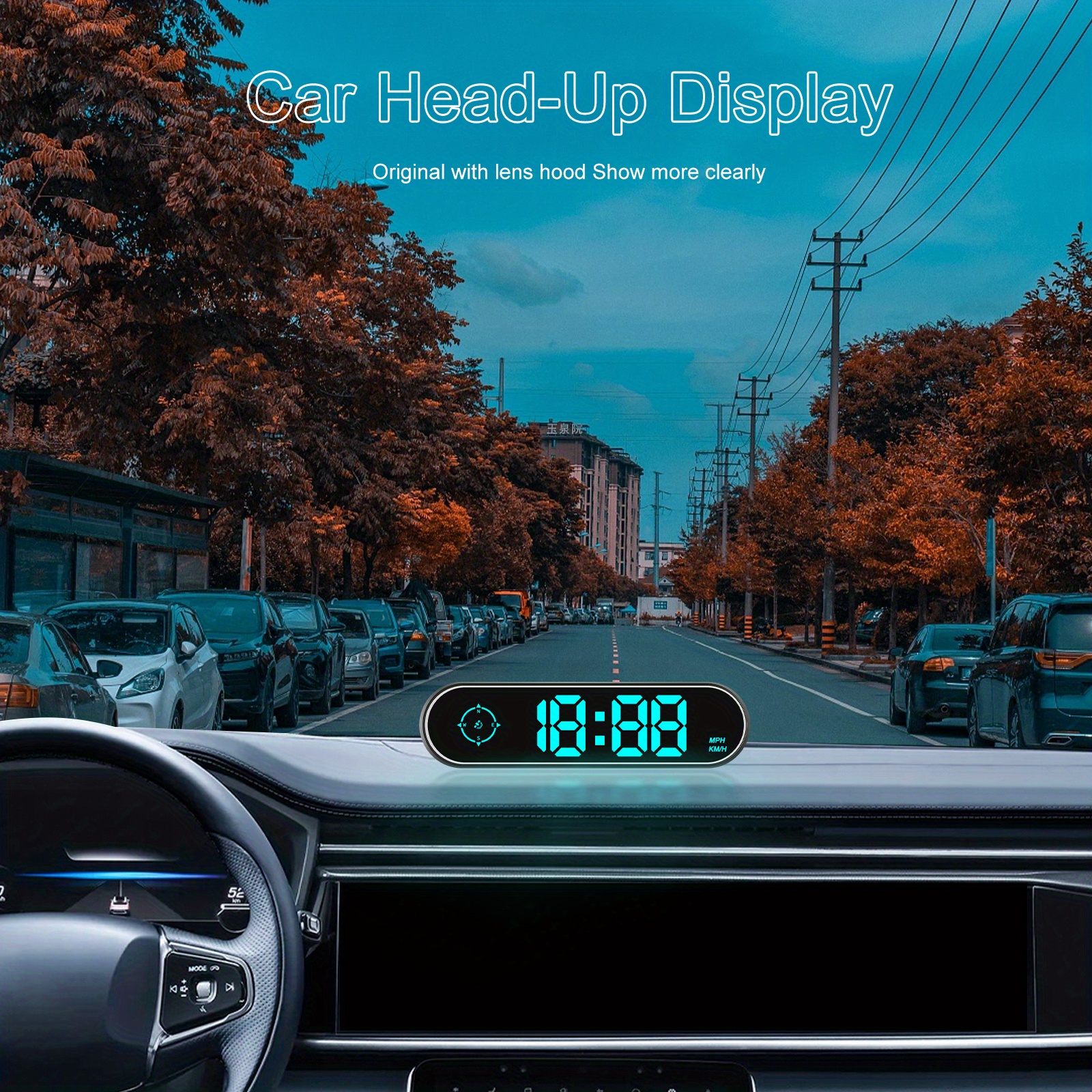 Ecran HUD Pour Voiture - Compteur De Vitesse GPS Digital 3,2" - Alerte Vitesse & Fatigue - Alimentation USB - 2