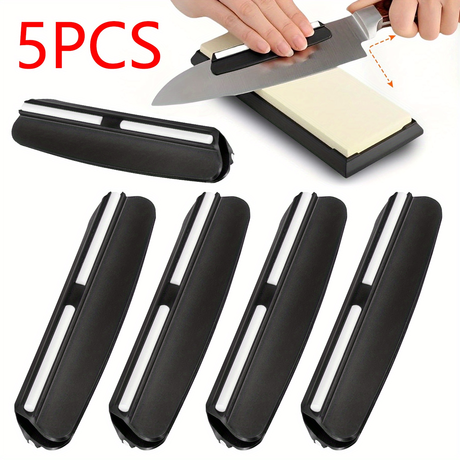 5pcs professional knife sharpening guide grinding aid set with sharpening knives compatible for whetstones durable plastic training system for beginners to   sharpen knives kitchen tool for  