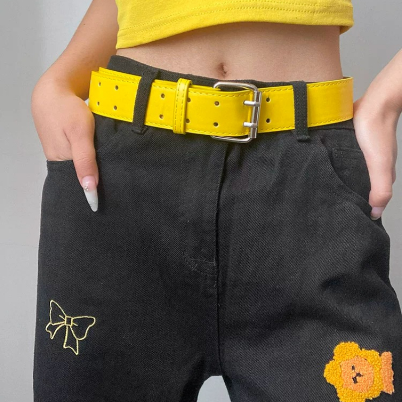 TEMU 1pc Belt Women's 2026 Versatile Jeans Belt Double-row Holes Hot Street Style Belt Men
