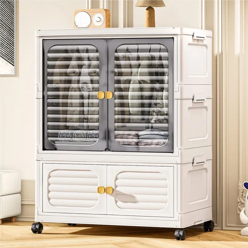 transparenter grauer platzsparender kleiderschrank