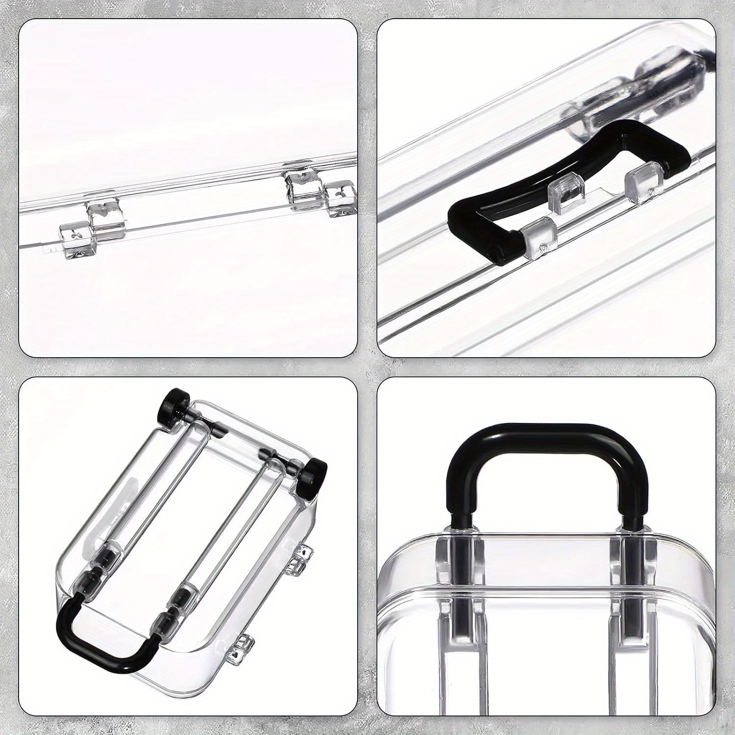 mini luggage plastic transparent cube travel suitcase candy and jewelry display set with wheels wedding bride gift packaging box suitable for parties wedding candy box black Product details 5