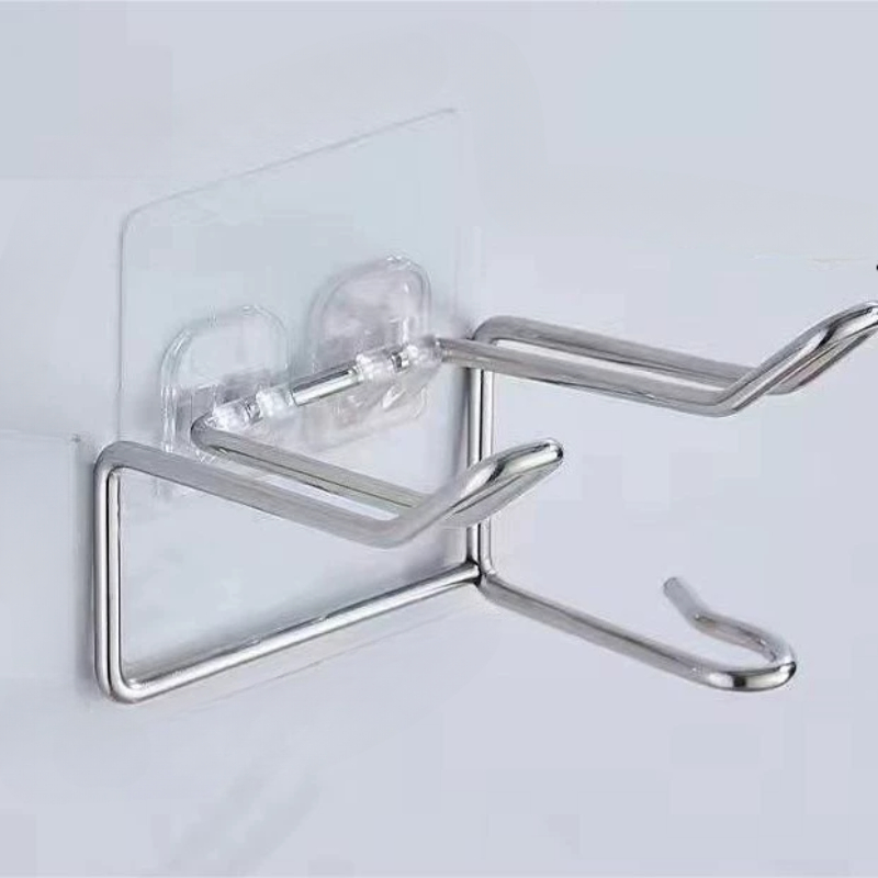 TEMU 1 Support mural pour sèche-cheveux - Étagère de rangement de salle de bain perçage, support métallique encombrant avec plusieurs options de