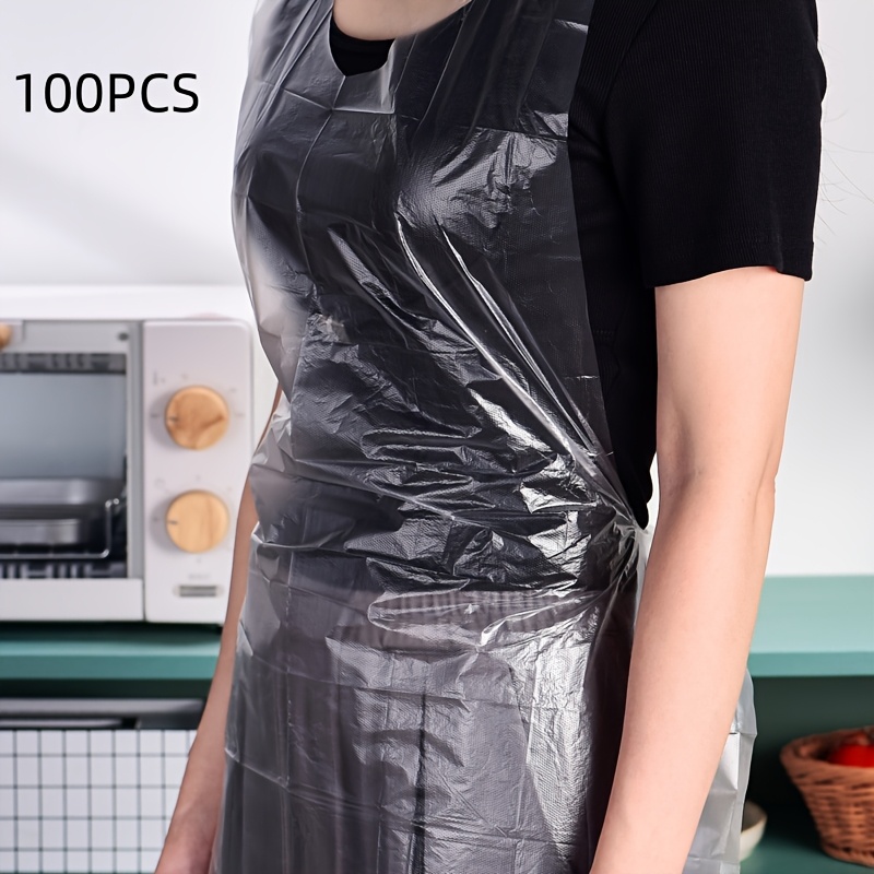 TEMU Transparent Pe Adult Disposable Apron Is Suitable For Household Kitchens, Cleaning And Dirt Prevention, Restaurants, Milk Tea Shops, And Food