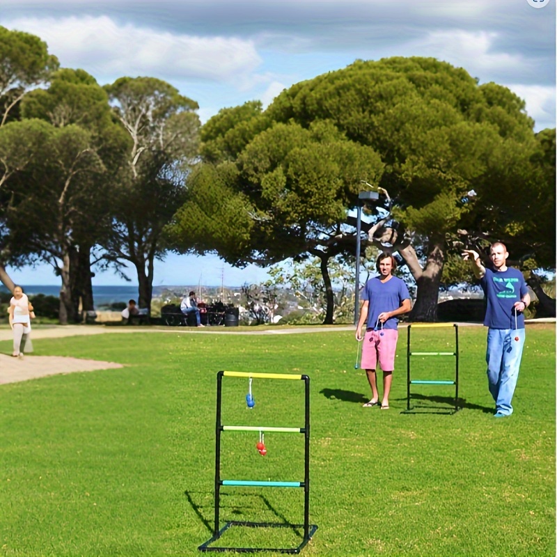 6pcs Ladder Toss Game Set - Durable PP Outdoor Throwing Balls in Vibrant Red/Blue Design, Includes Backyard Beach Games, Perfect for Family Parties and Backyard Activitie