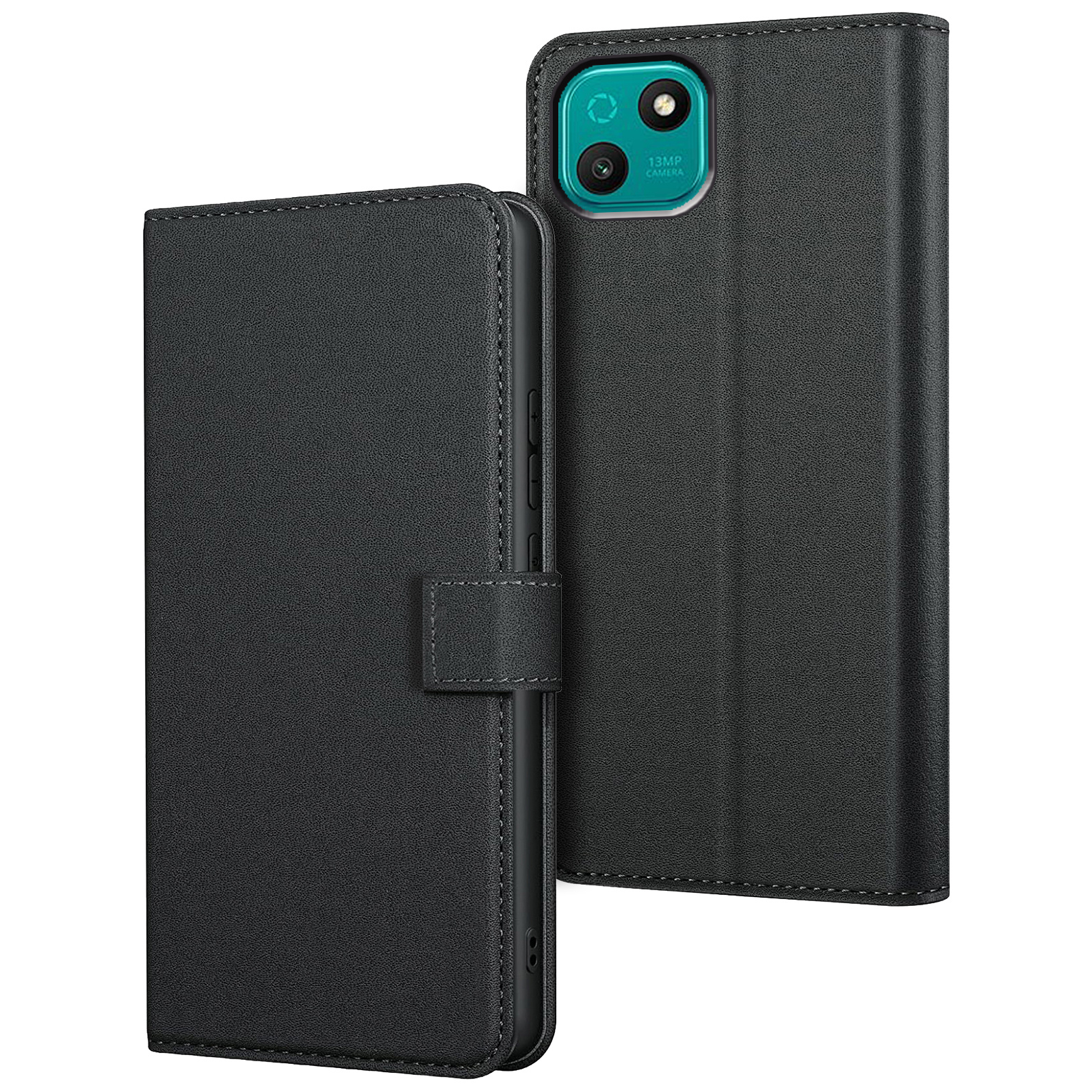 TEMU Phone Case - Protective Phone Cover For Wiko T10 Featuring A Black Faux Leather Wallet Design With A Kickstand And Card Slot