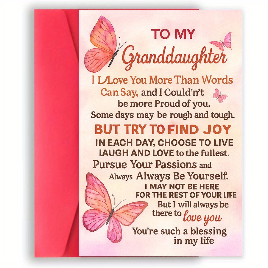 TEMU 1pc Lustige Geschenkegranddaughter Gift From Grandparent Birthday Or Christmas Inspirational Card For Granddaughter Encourasynthetic Gemstoneent And Keepsake