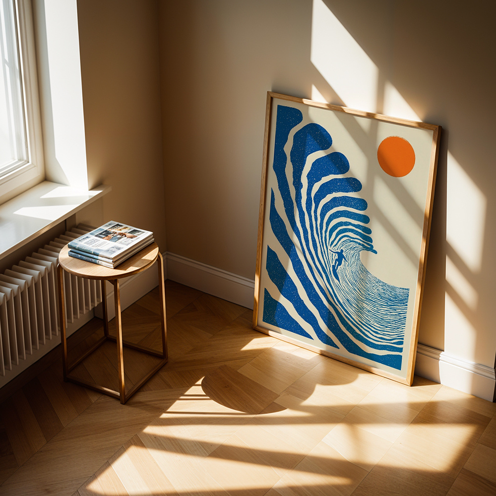 TEMU Affiches de surf 2D plates et minimalistes, sur toile d'ondes océaniques, décor mural de plage, impression d'art sur toile pour salon, chambre à