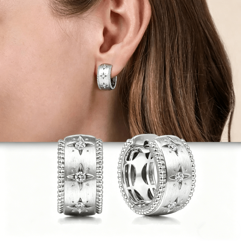 Women's Exquisite Zirconia Star Hoop Earrings