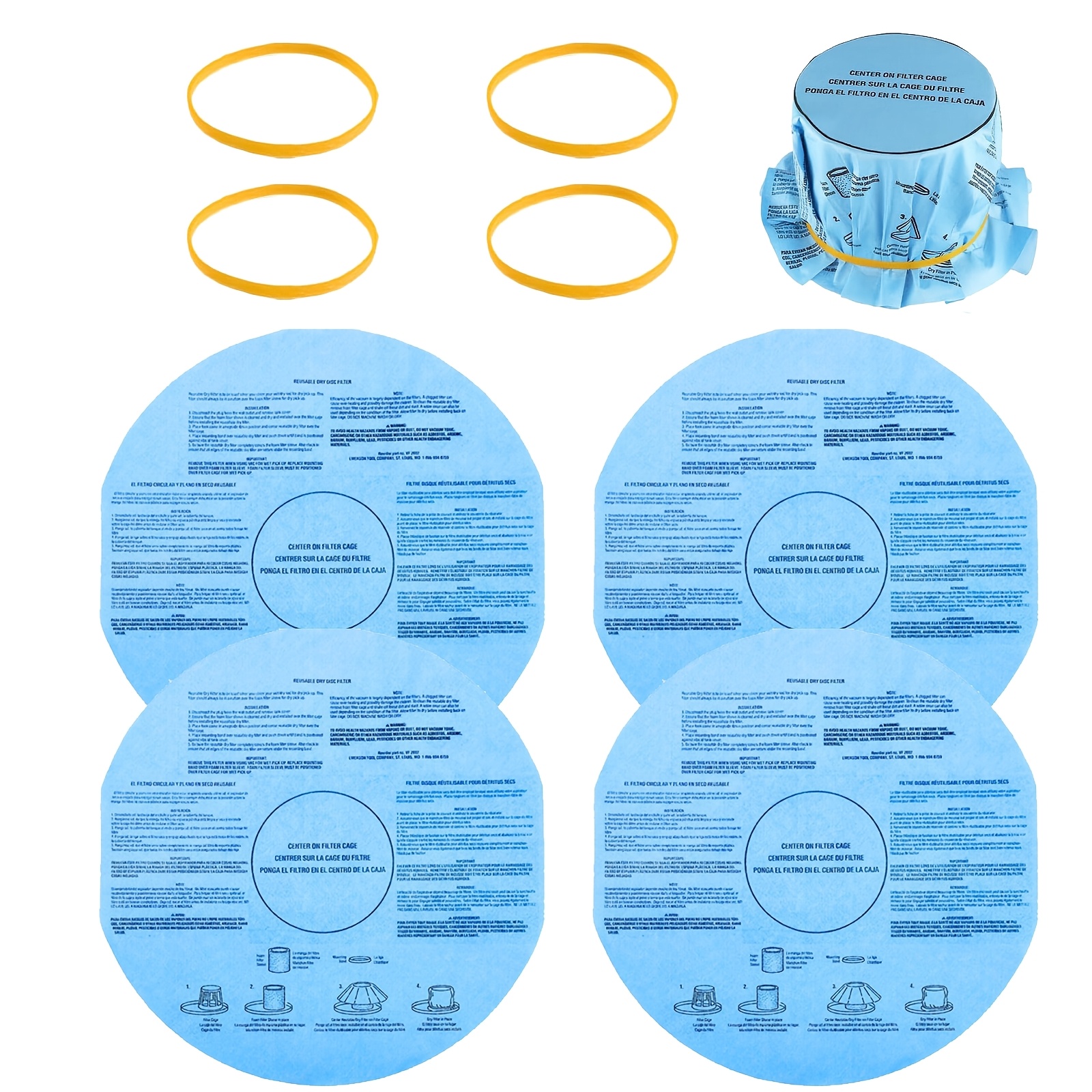 TEMU 4 Filtres Remplaçables, Adaptés au Filtre d'Aspirateur Humide et Sec VF2002, Filtre de Disque Sec|| Filtre, Adapté aux Aspirateurs Humides et ,