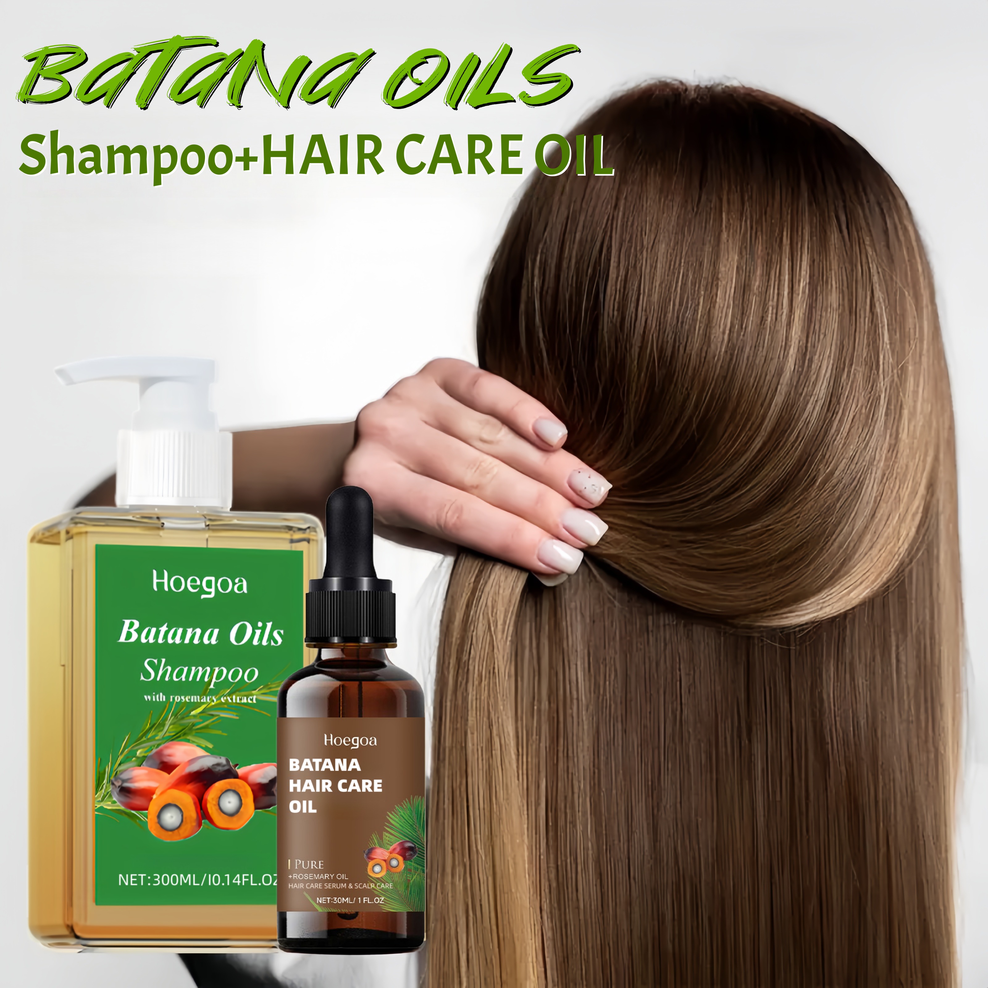 TEMU 2pcs Batana Oil Care Set Hair Promotes Reasonable, For Damaged And Dry Scalp Hair, Moisturizes Hair , Hair Ends, Hair, Hair Care Essential Oil,