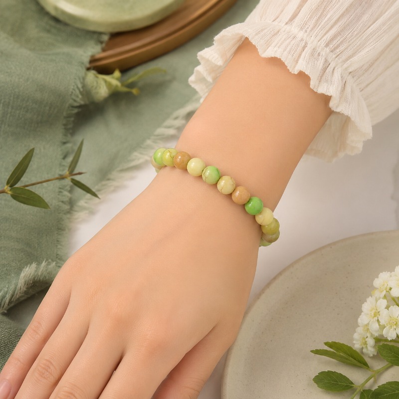3pc Translucent Round Bead Bracelet Set, Gradient Colors
