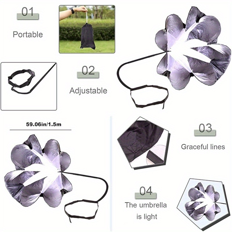 running parachute speed parachute   training with adjustable strap     speed and agility for football basketball cycling training