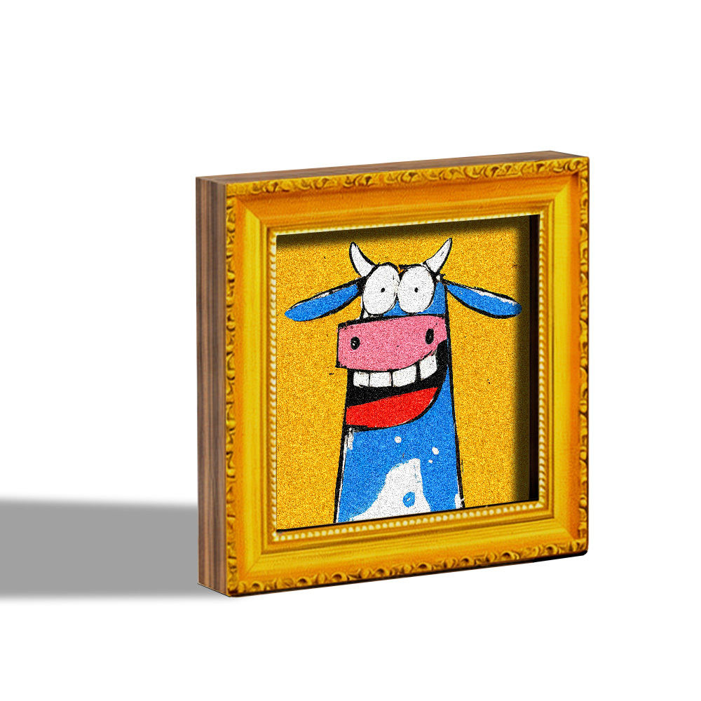 TEMU 1pc Cute Smiling Fridge Magnet - Wood Suitable For Home, Office, Decor, Mini Cartoon Cow With Back Magnet For Notes, Room Decoration, Kitchen