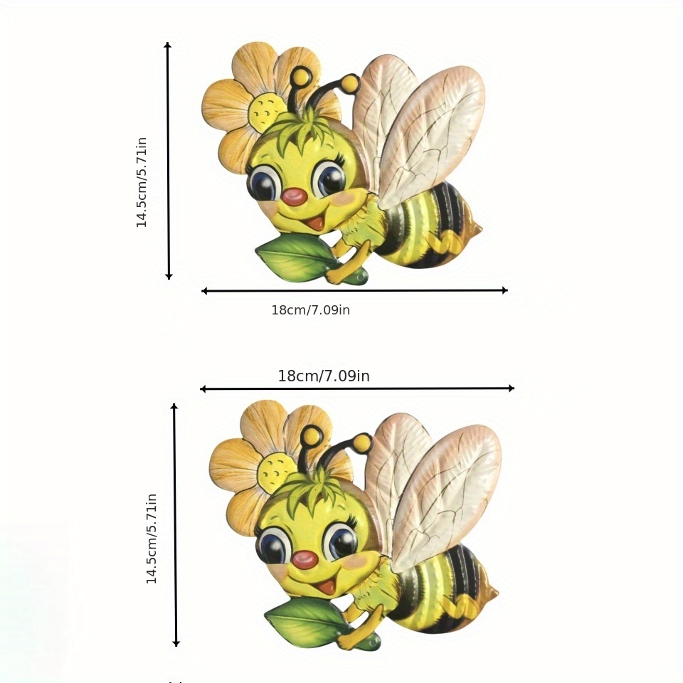 E-shop 2D Flach, [2D Flach] 2 Stk. Naturholz Bienen-Wanddeko – Bunte Bienen-Hängepaneele geeignet für den Außenbereich, Balkon, Garagentor-Dekoration,