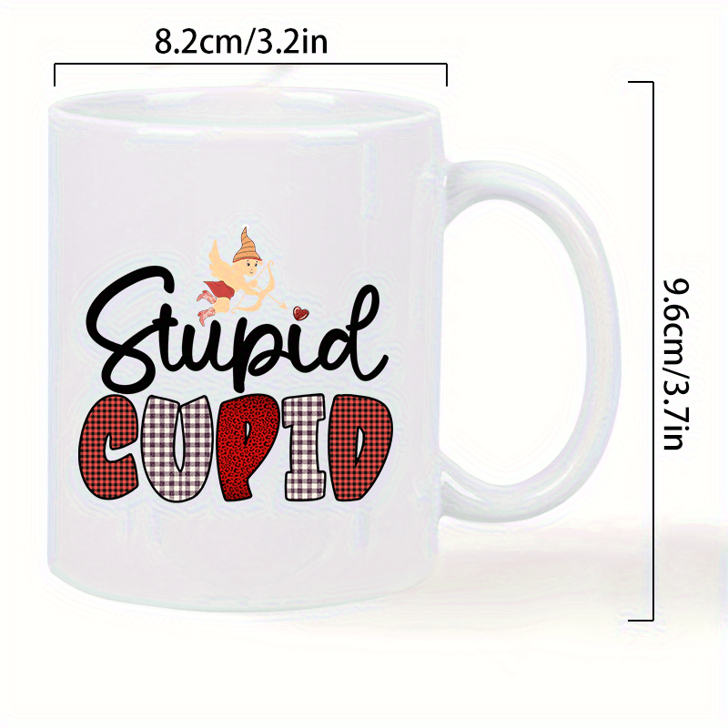 stupid cupid ceramic coffee mug reusable hand wash   with red black gnome design perfect gift for   men women   mug whimsical cupid theme reusable mug details 2