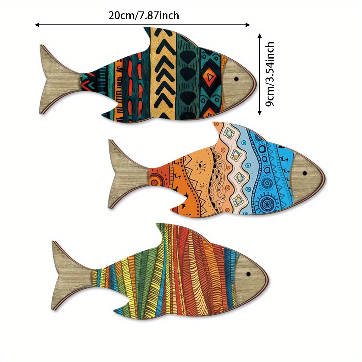 TEMU 2d Flat, 2d Flat - 3pcs Set Of Two-dimensional Wooden Wall Decor, Featuring A Mini Beach Nautical Coastal Theme. Wooden Fish Wall Art Pieces Are