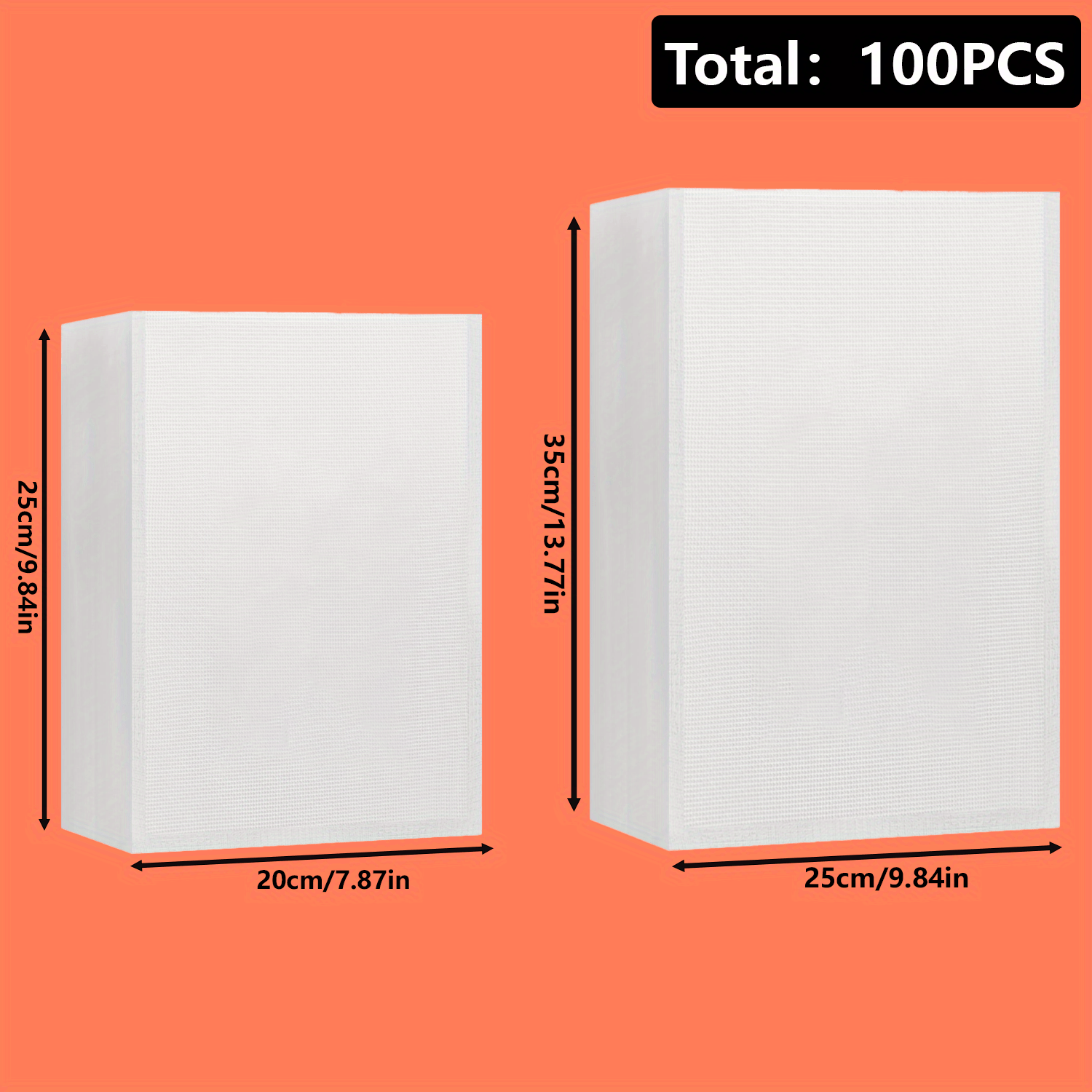 Image of 100-pack Square Vacuum Sealing Bags, Pet Food Storage Pouches, Reusable Vacuum Packaging Bags For Kitchen Freshness, Travel & Takeout Food Containers, Kitchen Essentials Accessories