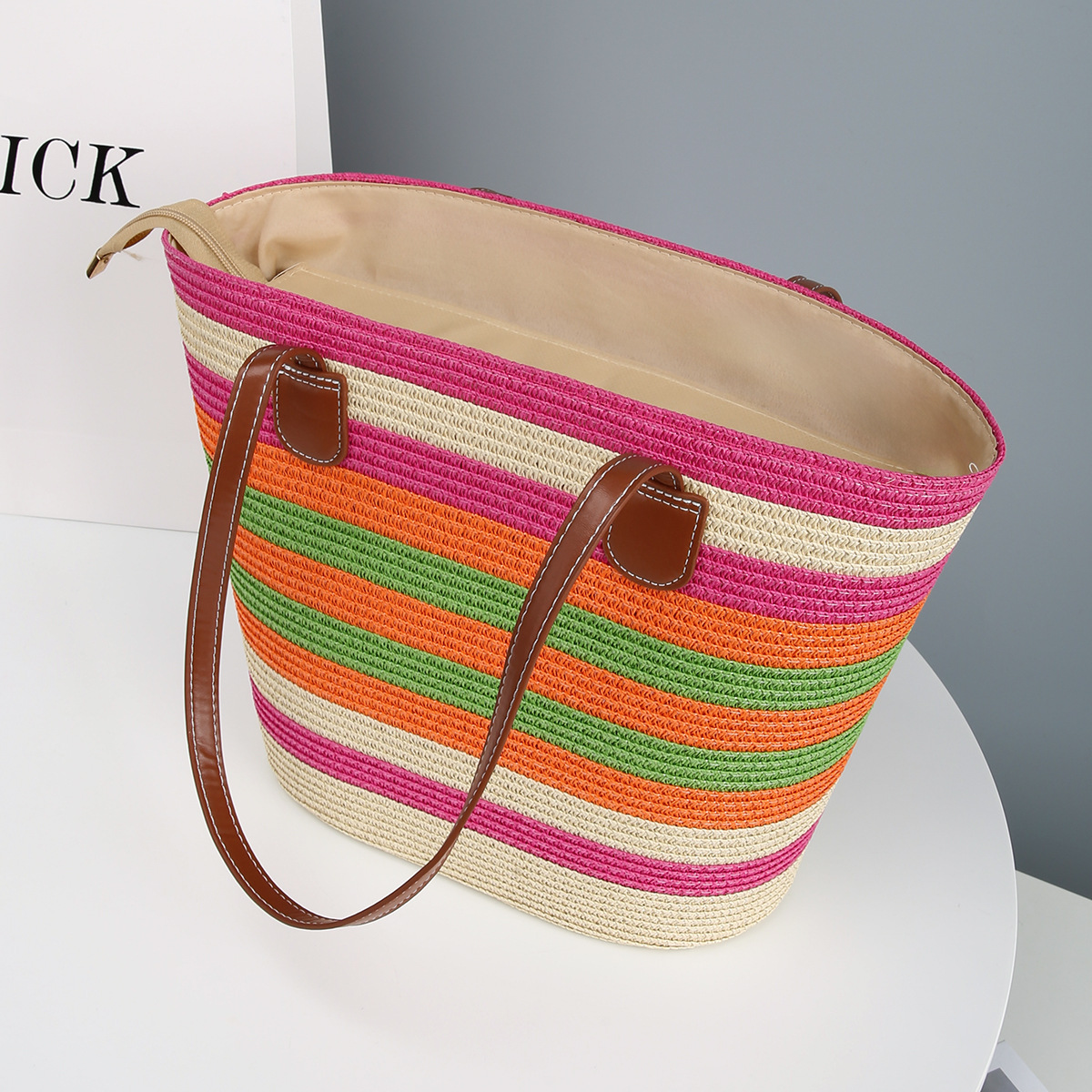 TEMU New Women's Shoulder Bag, Summer Outdoor Seaside Beach Straw Hat, Large Capacity Practical Tote Bag