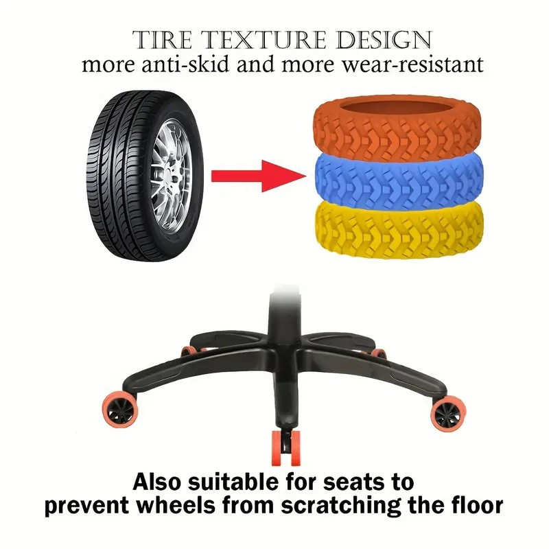 16pcs Silicone Luggage Wheel Covers, Noise Reduction & Shock Absorption Suitcase Caster Protectors, Durable Travel Accessories for Office Chairs & Rolling Bags (Orange, Blue, Black, Pink, Purple, Yellow), Luggage for Travel