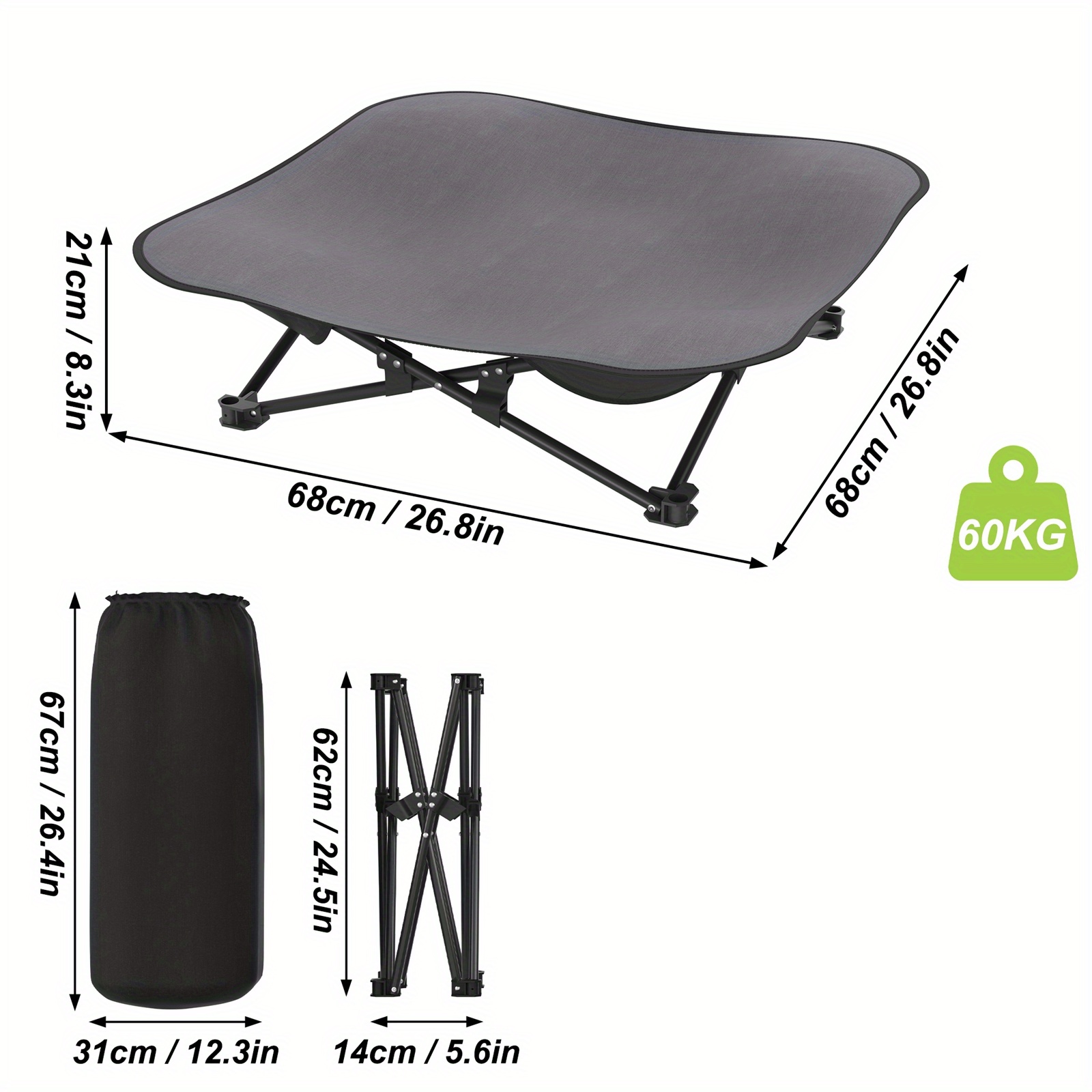 TEMU Bed Dog Lounger Pet Bed Cat Bed Dog Bed Dog Sofa Bed Indoor And Outdoor Use 68 X 68 X /87 X 87 X 33cm Load 60kg