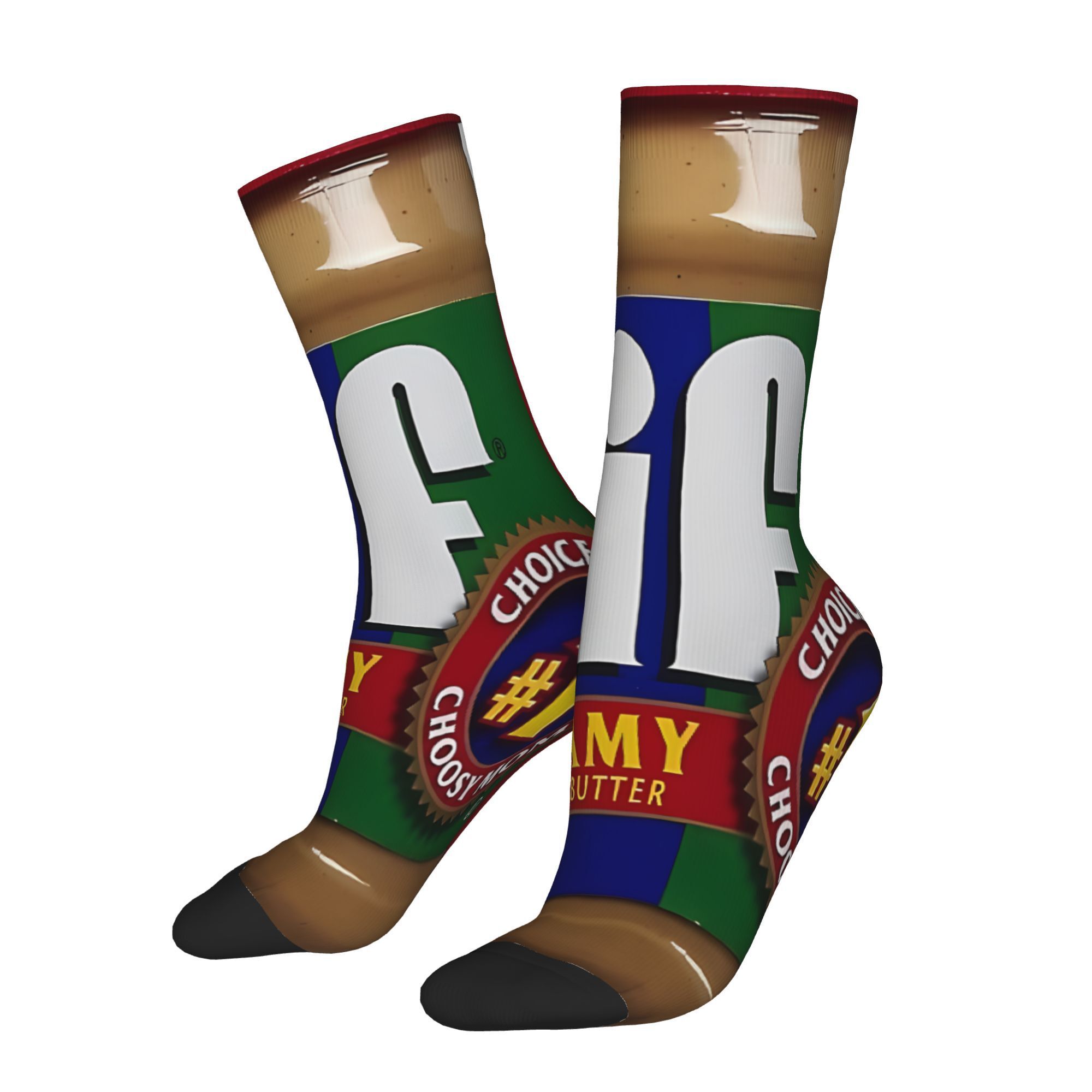 

1 Pair Hip Hop Vintage Jif Peanut Men's Socks Pattern Printed Seamless Printed Funny Novelty Sock Gift Merry Christmas Decoration Gift