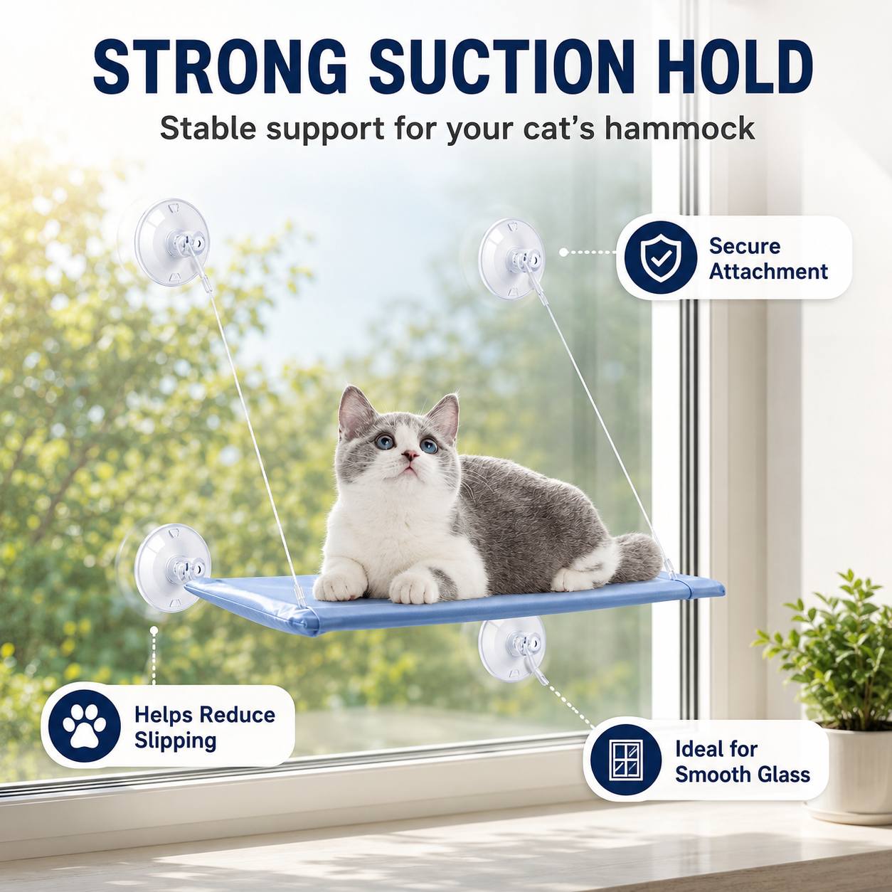 TEMU Cat Hammock Suction Cup, Transparent Pvc Suction Cup Pad, Glass Viewing Cat Swing Cat Supplies, Strong Suction Cup