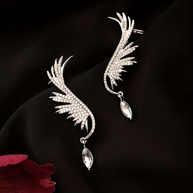 Synthetic Zirconia Phoenix Wing Earrings, Elegant Gift