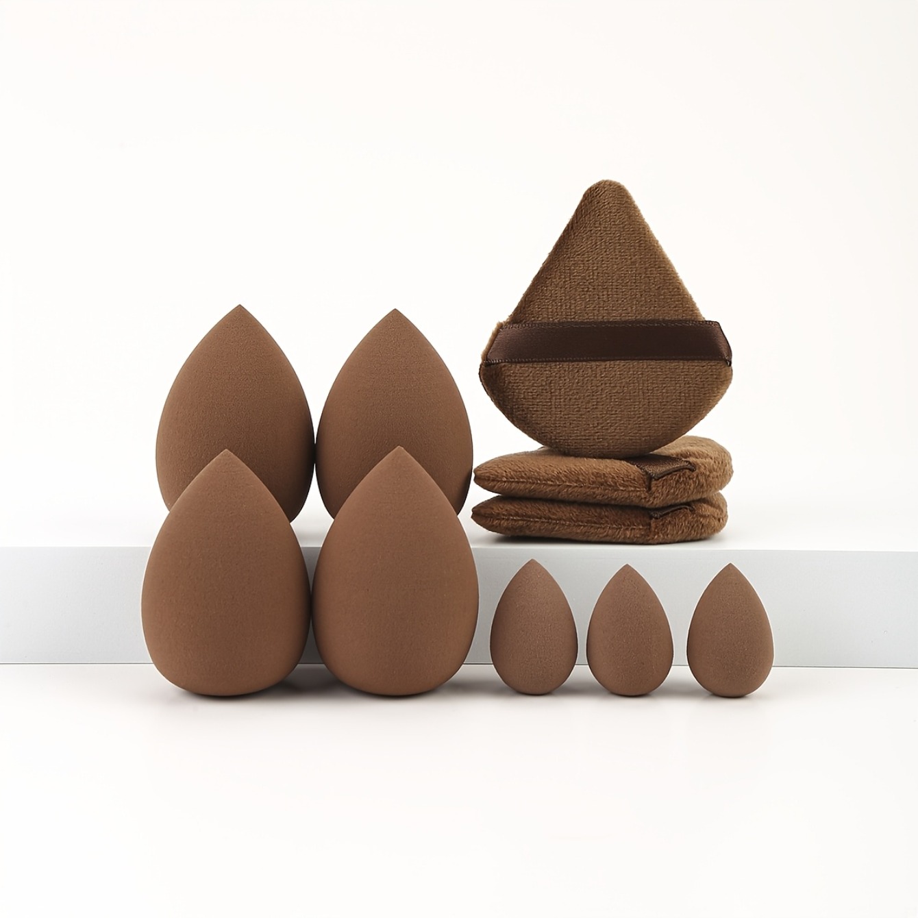 TEMU 10pcs Multifunctional Full Set Makeup Sponge And 7pcs Makeup Sponges And 3pcs Triangular Makeup Sponges, Large Makeup Sponges, Dry And Wet Use,