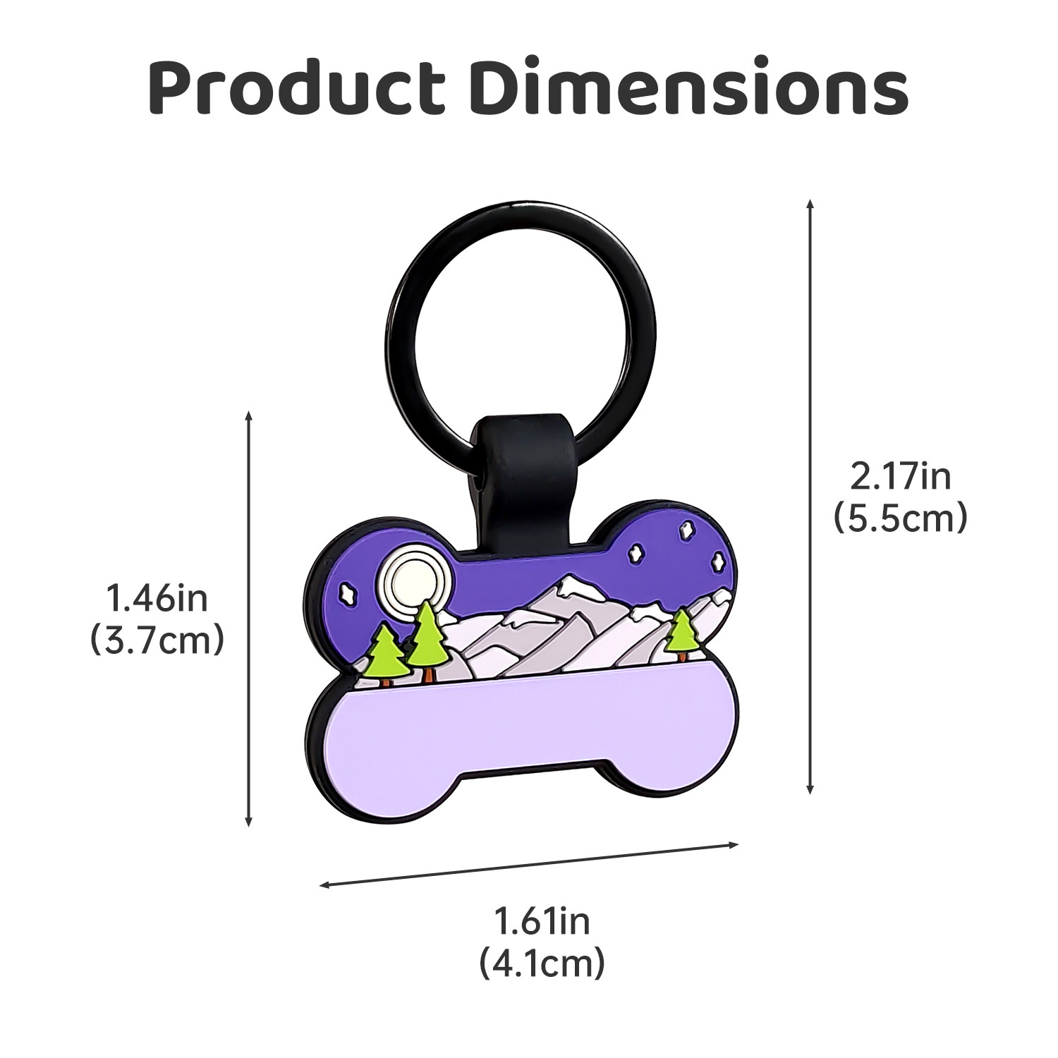 Double-sided Custom Engraved Silicone Pet Tag, Lavender Night Bone Shape Flexible Lightweight For Small/ Medium/…: retailer-supplied image