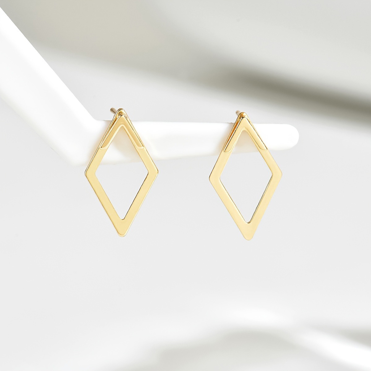 Fashion Double Layer Triangular Rhombus Stud Earrings, Geometric Style