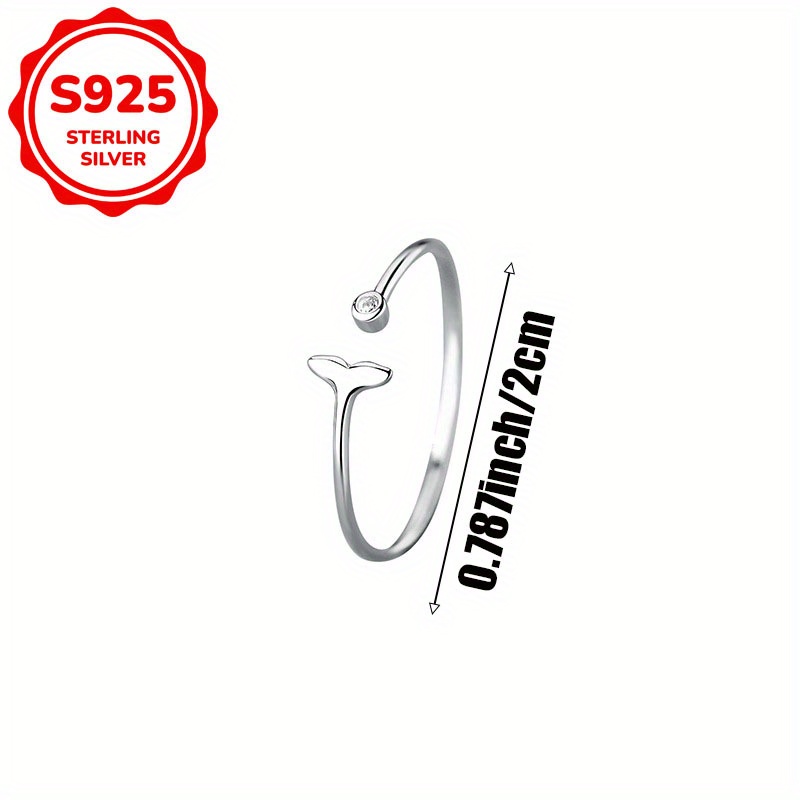 Women's Mermaid Tail Ring Adjustable Size S925 Silver