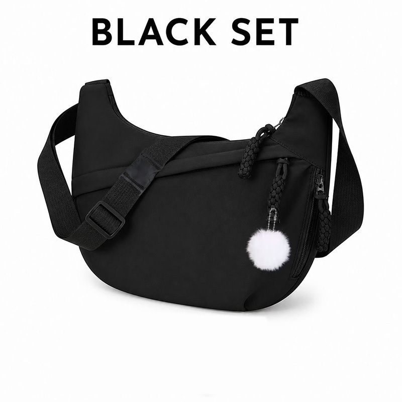 TEMU Women's Crescent Crossbody Bag, Dumpling-shaped Shoulder Bag, Lightweight Single-shoulder Bag, With Adjustable Strap And Zip Pocket