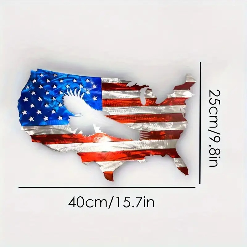 Image of Retro-style Bald Eagle And American Flag Metal Wall Hanging, Patriotic Decor - Perfect Gift For Men's Dens, , Homes, Ideal For Memorial Day And Day, Eagle Decoration