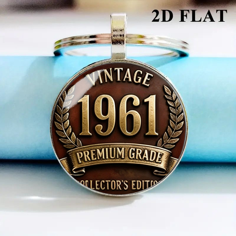 TEMU 1pc 2d Round Alloy Keychain, "vintage 1961 " Retro Birthday Design, Trendy Accessory For Bags & Cars, Ideal For 64th Birthday, Father's Day,