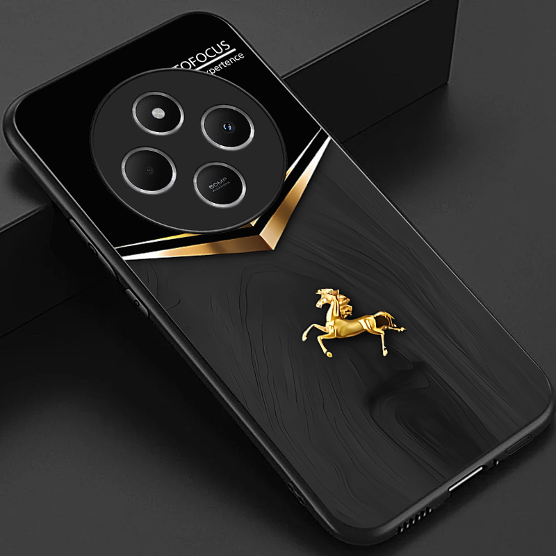 TEMU Custodia per Telefono: Custodia per Redmi 14C, Poco C75, Redmi A4, A3 Pro, 14R, Design con Motivo Dorati e Colori Multipli, Posteriore in Vetro