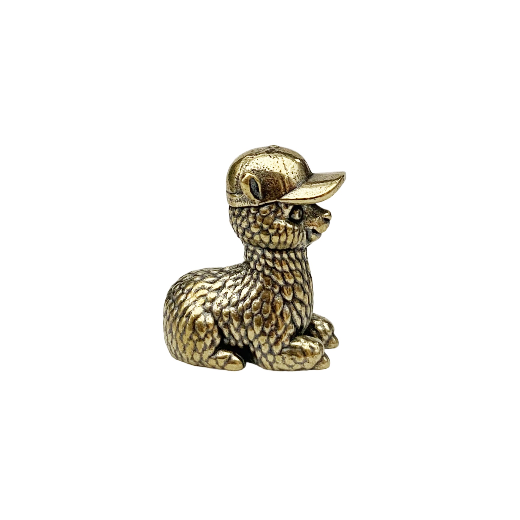 TEMU Solid Brass Capped Alpaca Figurine Ornament, Mini Vintage Metal Craft Halloween Decoration For Desk And Bookshelf Display, Christmas Gift Small
