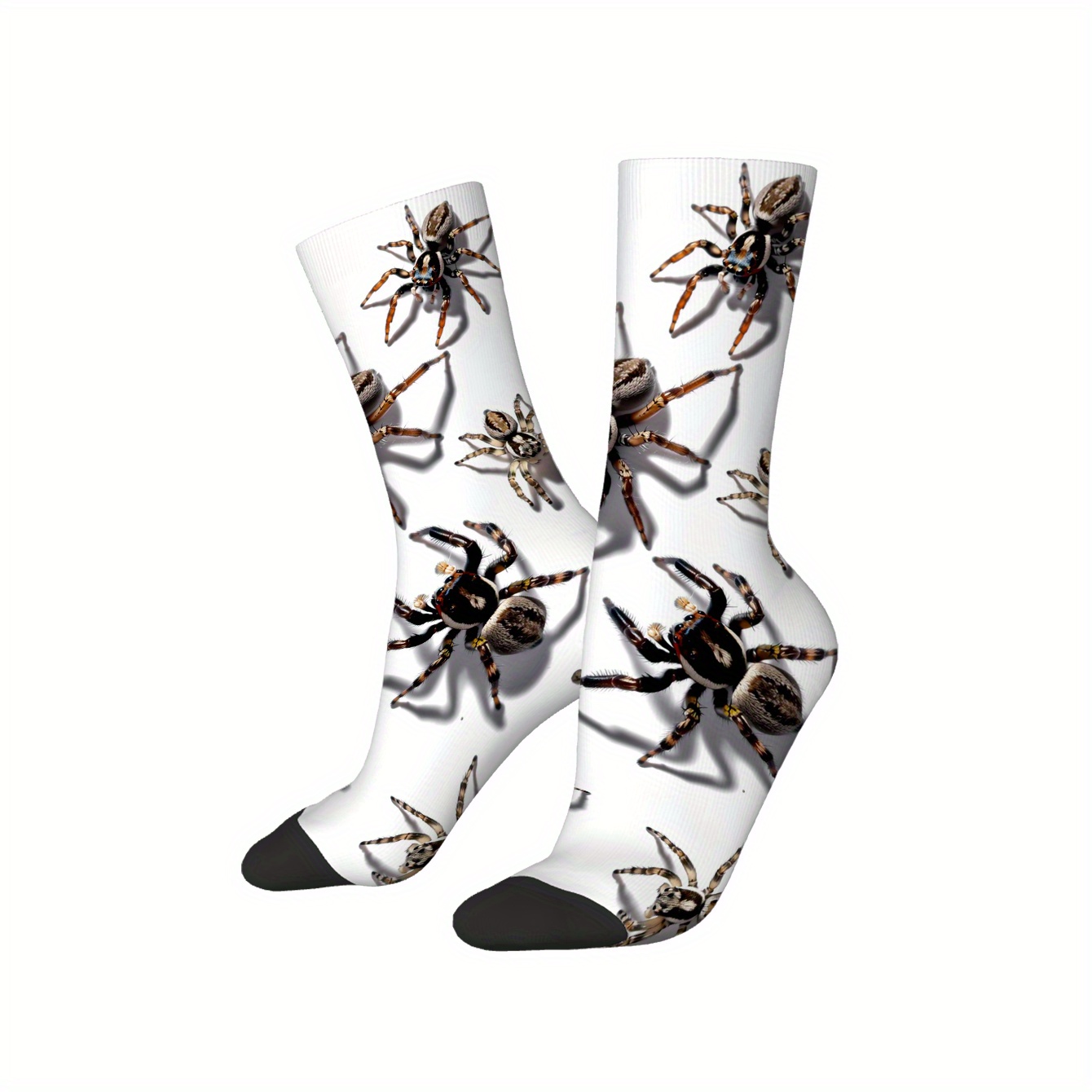 TEMU 1 Pair Of Printed Socks. The Product For Cross-border E-commerce Features A Of Spider Model Printed Patterns. High-quality Women's Socks,