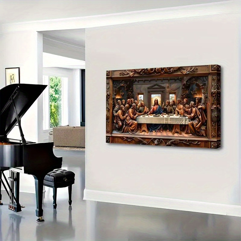 Wooden Framed The Last Supper Canvas Painting 5