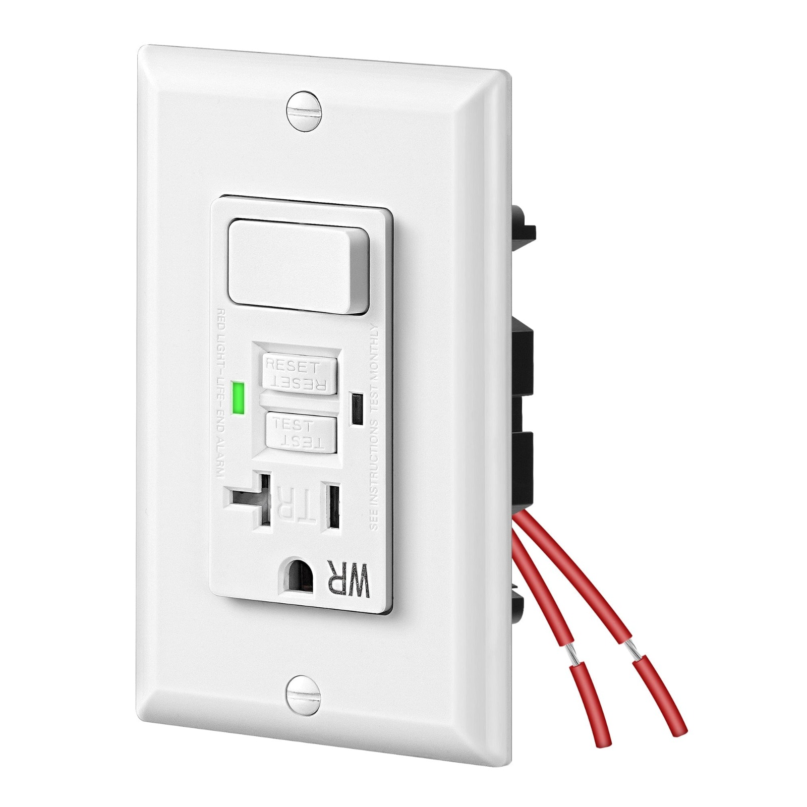 TEMU DEWENWILS 20A Prise de Commutation GFCI Combo, Prise Électrique GFCI, Prise GFCI 20 Ampères, Interrupteur de à Terre, Auto-test avec Indicateur