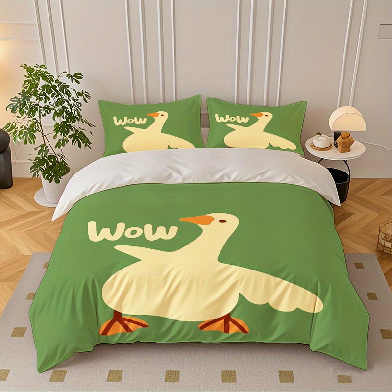 TEMU 2/3pcs Cute Goose Pattern Printed Duvet Cover Set, Duvet Cover Set Includes Duvet Cover And Pillowcase - Bedroom, Bedding, Decoration | Machine