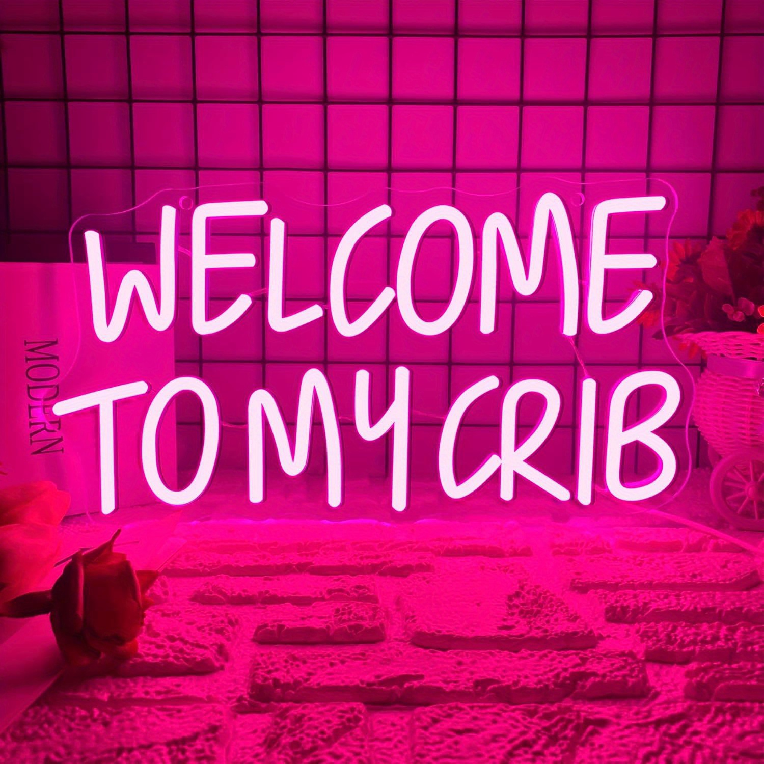 Rose Pink Welcome Slogan Led Neon Sign, Usb Adjustable Brightness, Entrance/b & B/fashion Shop Decoration Essential, Create A Cool And Warm Atmosphere Decorative Lights