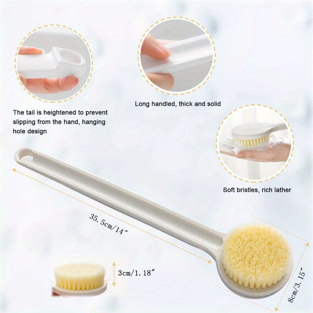 2pcs shower long handle brush u shaped back wiper back sanding brush bathroom tool accessories soft bristle shower brush suitable for use during showering Product details 1